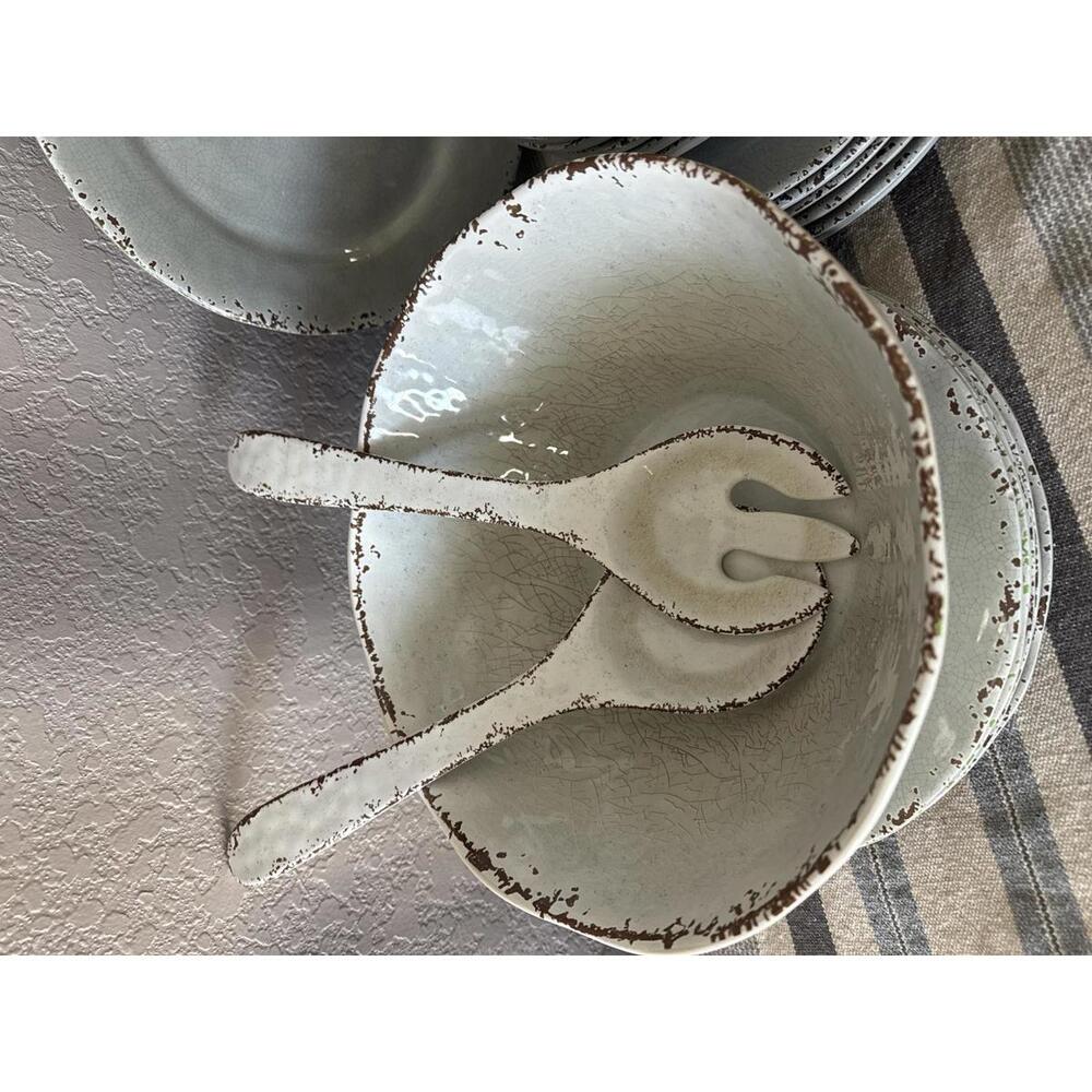 Il Mulino Rustic Style Dinnerware Set with Serving Utensils - Picture 3 of 8